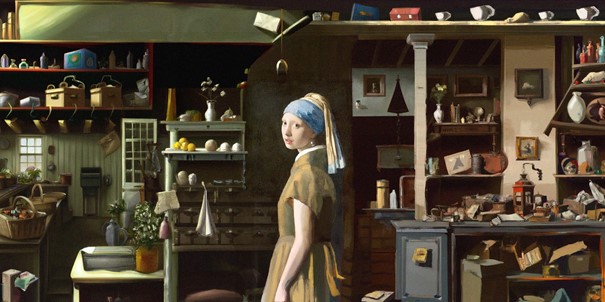 Abb.: Beispiel für das sog. Outpainting; Original: Girl with a Pearl Earring by Johannes Vermeer, Outpainting: August Kamp × DALL·E, Bildquelle: https://openai.com/blog/dall-e-introducing-outpainting