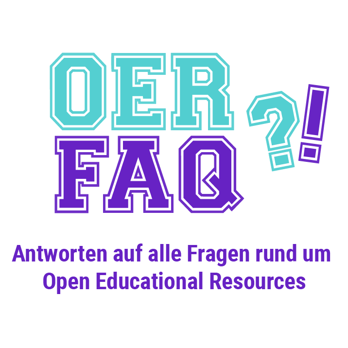 Text: OER FAQ ?! Antworten auf alle Fragen rund um Open Educational Resources
